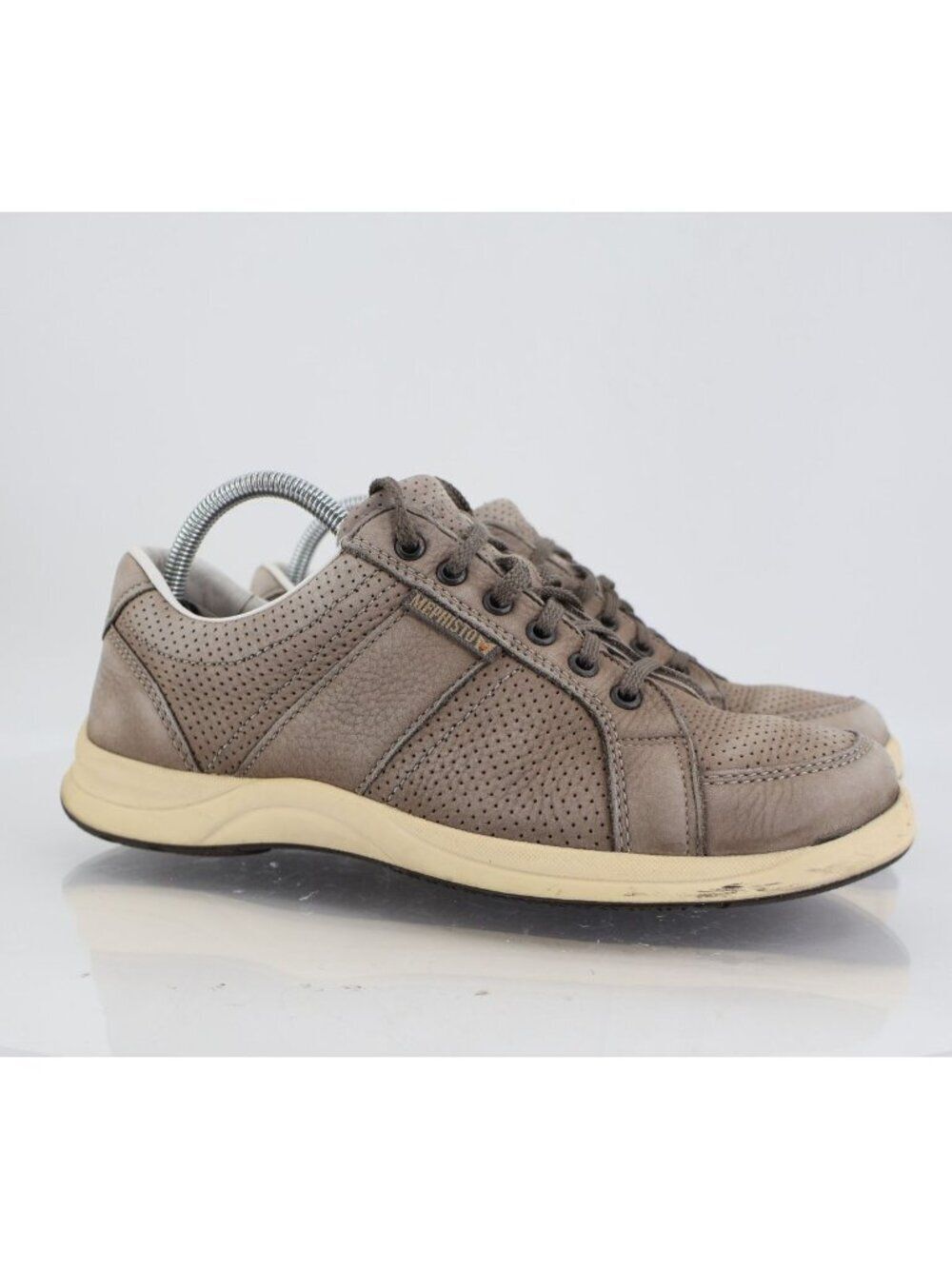 Mephisto Hero Perf Men's 7.5 Taupe Gray Perforated Leather Lace Up Walking